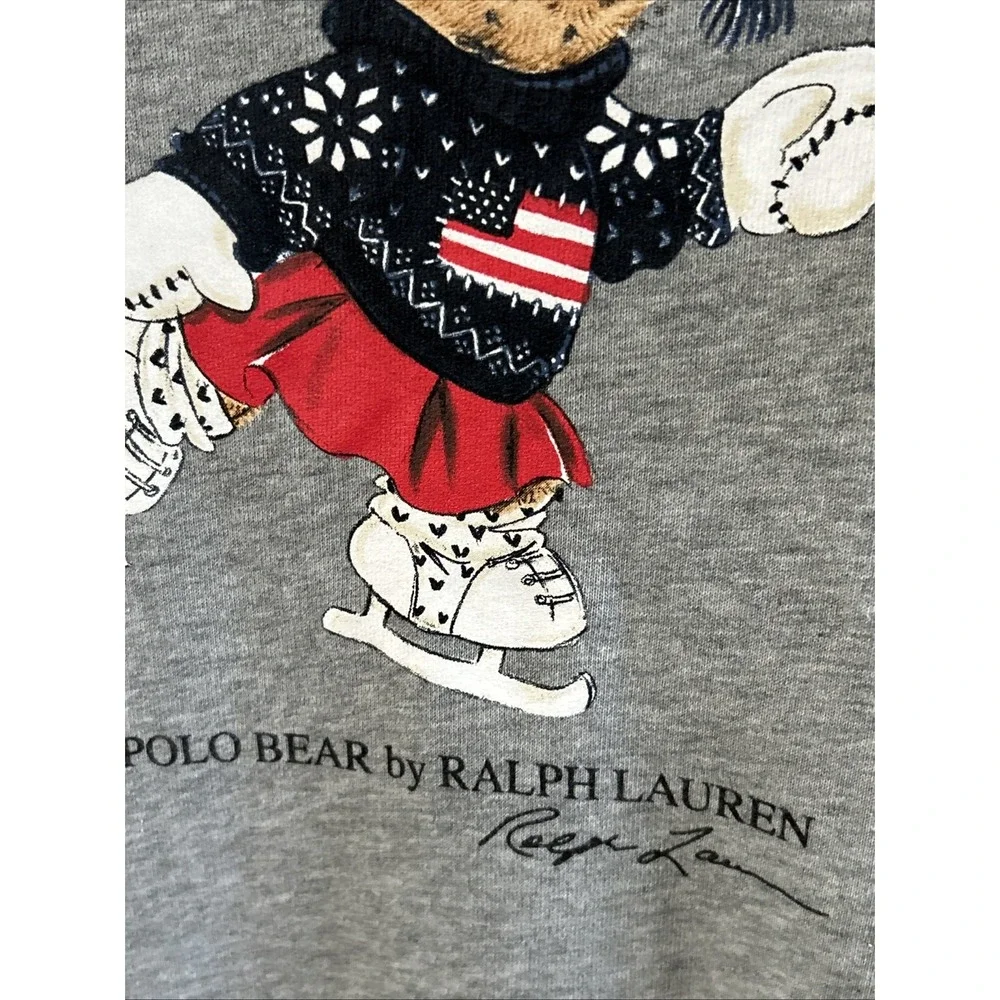Girls Polo Ralph Lauren Polo Ice Skating Bear Fleece Sweatshirt Dress Med 8 10